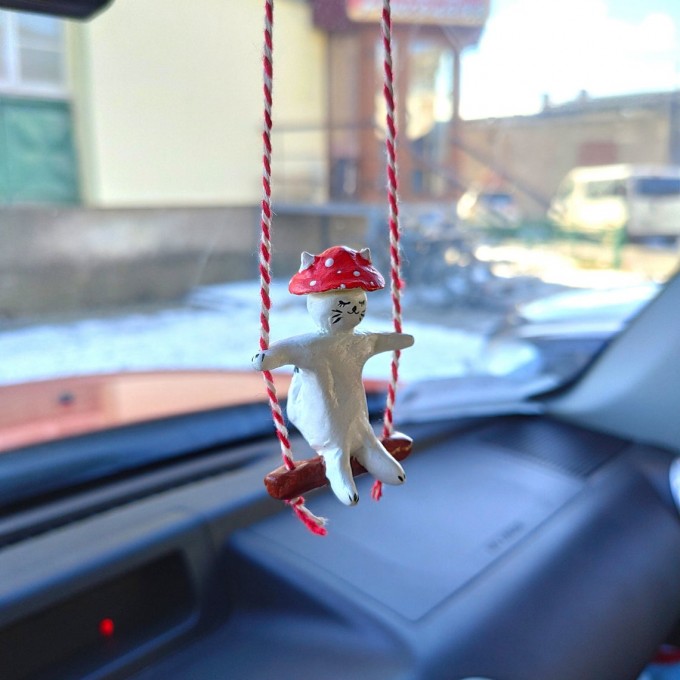  Levvohd 2 Pcs Cute Mushroom Car Mirror Hanging