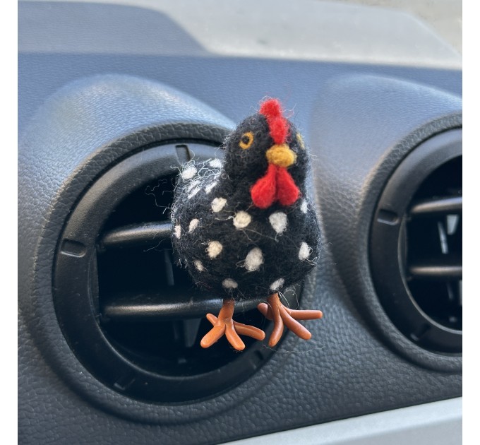 Polka dot black chicken air vent clip