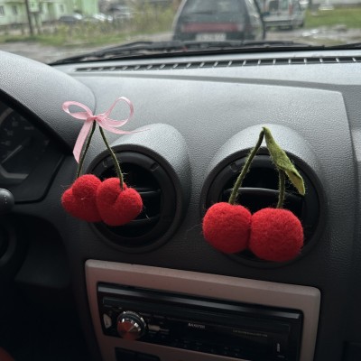 Cherries air vent clip Cherries hearts with bow air vent clip