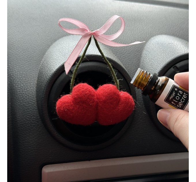 Cherries air vent clip Cherries hearts with bow air vent clip