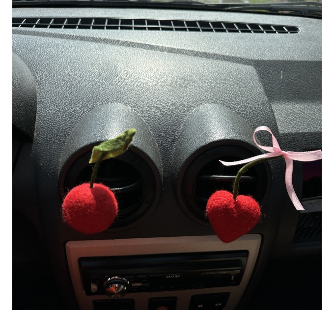 Cherry air vent clip Cherry heart with bow air vent clip