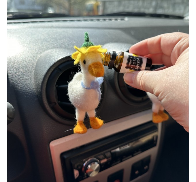 Goose with flower hat and bows air vent clip Goose lover gift Farm animal car decor