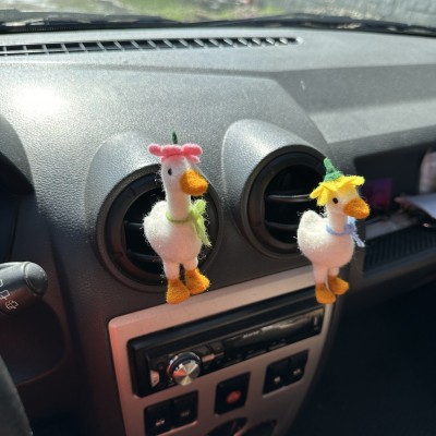 Goose with flower hat and bows air vent clip Goose lover gift Farm animal car decor