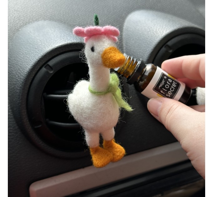 Goose with flower hat and bows air vent clip Goose lover gift Farm animal car decor