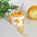 Small crochet yarn bowl with chanterelle mushrooms