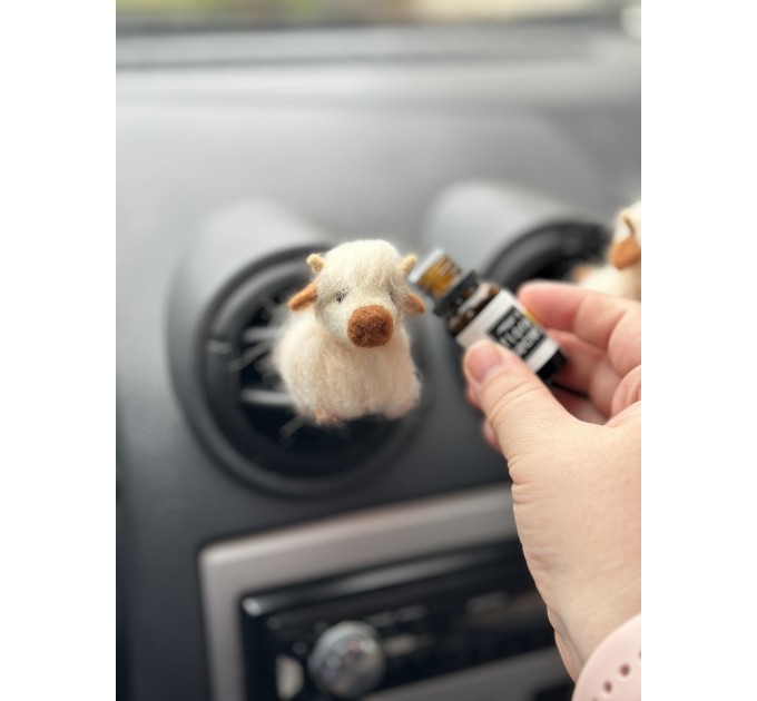 Milky white Scottish highland cows air vent clip Cow lover gift Farm animal car decor