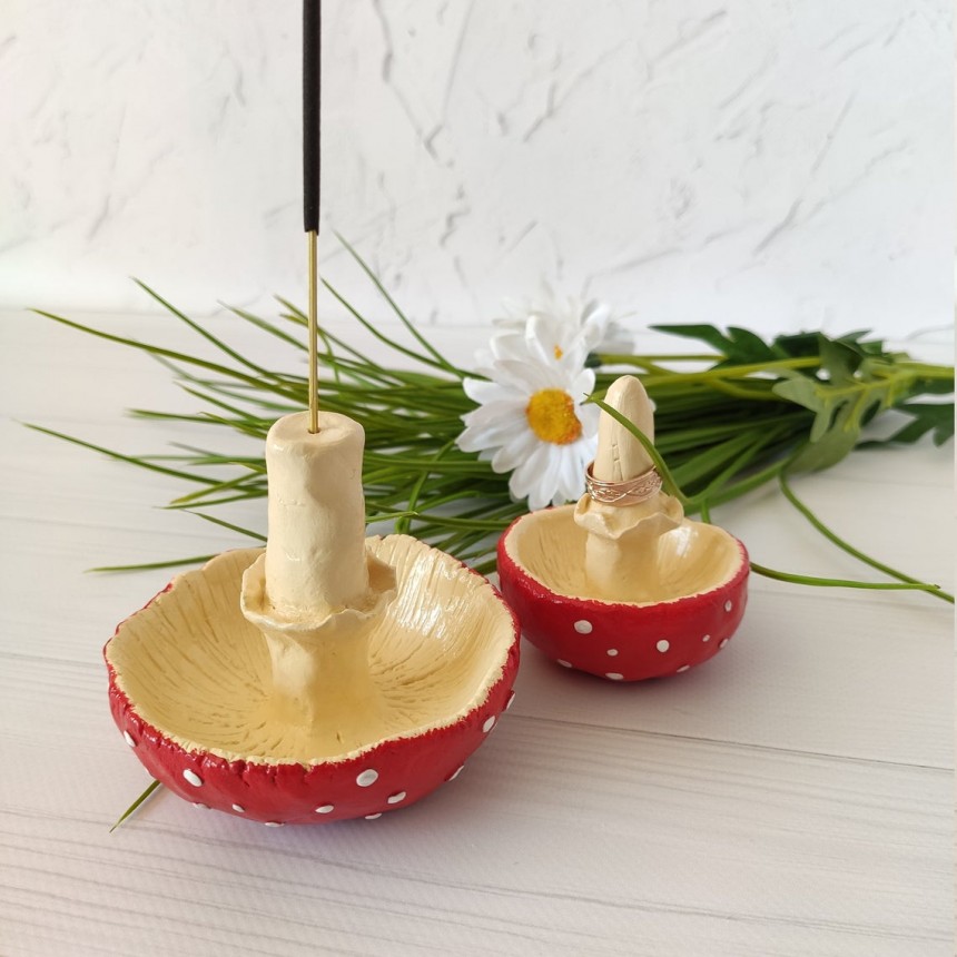 DIY AIR DRY CLAY BOWL & CLAY MUSHROOM INCENSE HOLDER